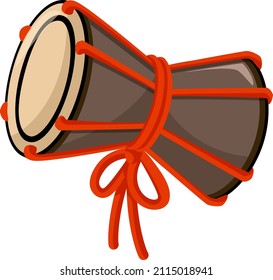 Slide hand drum  ,slide hand drum .Five musical accompaniment．Hinamatsuri illustrations, Japanese girl festival. Hinamatsuri material. Vector image.