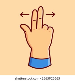 Slide Hand Gesture Vector Illustration Icon. Flat Cartoon Style