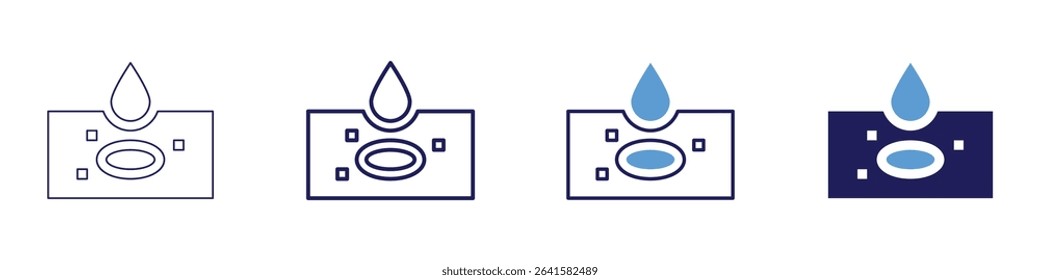 Slide icon in 4 different styles. Thin Line, Line, Bold Line, Duotone. Duotone style. Editable stroke.