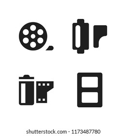 slide icon. 4 slide vector icons set. film strip and film roll icons for web and design about slide theme