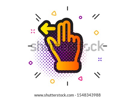 Slide left arrow sign. Halftone circles pattern. Touchscreen gesture icon. Swipe action symbol. Classic flat touchscreen gesture icon. Vector