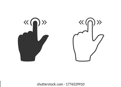 Slide line icon set gesture on white. Vector