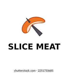 Slide meat vector logo template.