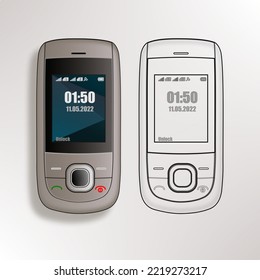 Slide Old Feature Phone Design Vector