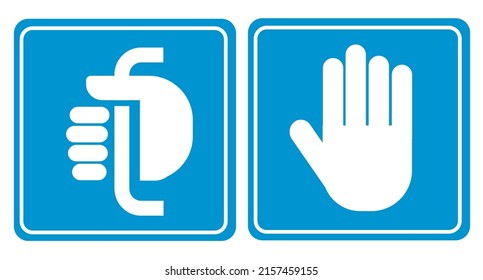 Slide to open signs. Forward or backwards. Hand image with push and pull.vector. sign, symbol