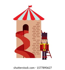 slide park in castle tower vector illustration design