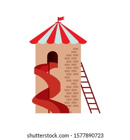 slide park in castle tower vector illustration design
