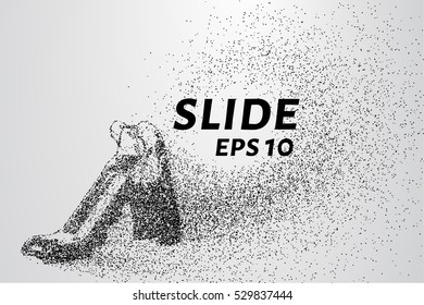The slide of particles. consists of circles and points. Vector illustration.