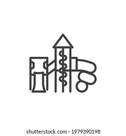 Slide playground line icon. linear style sign for mobile concept and web design. Children playground outline vector icon. Symbol, logo illustration. Vector graphics