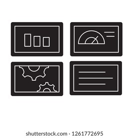Slide presentation black vector concept icon. Slide presentation flat illustration, sign