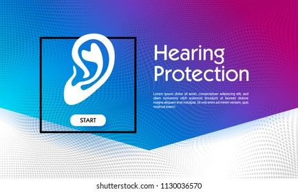 Slide presentation hearing protection clinic, home page, advertising cover, bright minimalistic poster with a modern gradient.