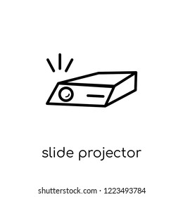 slide projector icon. Trendy modern flat linear vector slide projector icon on white background from thin line Cinema collection, editable outline stroke vector illustration