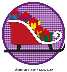 Slide in purple button on white background