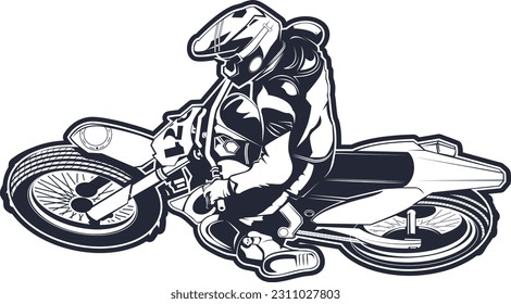slide riding the motocross vector black and white