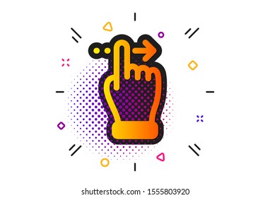 Slide right arrow sign. Halftone circles pattern. Touchscreen gesture icon. Swipe action symbol. Classic flat touchscreen gesture icon. Vector