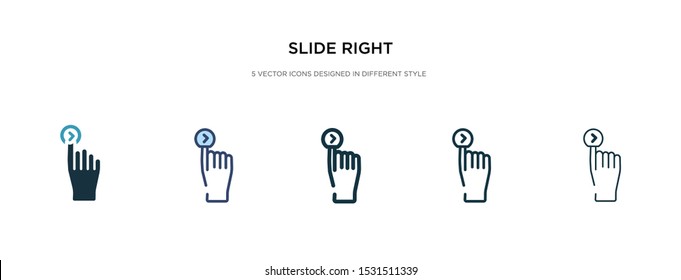 slide right icon in different style vector illustration. two colored and black slide right vector icons designed in filled, outline, line and stroke style can be used for web, mobile, ui