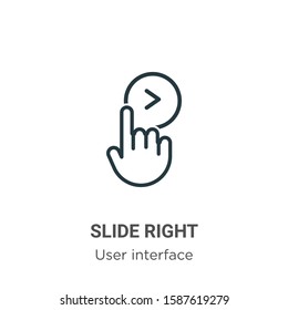 Slide right outline vector icon. Thin line black slide right icon, flat vector simple element illustration from editable user interface concept isolated on white background