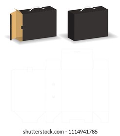 slide rigid box with  bag style mockup box dieline