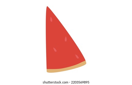 Slide ripe watermelon clipart. A cut slice of peeled watermelon flat vector illustration. Simple red watermelon wedge cartoon style icon. Kids, fruits and baby led weaning concept