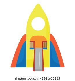 Vector de caricatura de icono del cohete deslizante. Aparcamiento al aire libre.