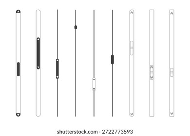 Schieberegler für Bildlaufleiste verschieben. Webelemente des UI-Steuerelements. Scrollbar-Bedienfeld für Leistung, Lautstärke, Helligkeit, Design-Elemente für Ihre Website. einfaches, modernes Grafikelement für ui, Infografik, Icon