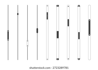Schieberegler für Bildlaufleiste verschieben. Webelemente des UI-Steuerelements. Scrollbar-Bedienfeld für Leistung, Lautstärke, Helligkeit, Design-Elemente für Ihre Website. einfaches, modernes Grafikelement für ui, Infografik, Icon
