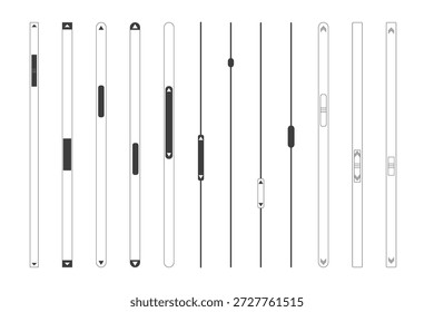 Schieberegler für Bildlaufleiste verschieben. Webelemente des UI-Steuerelements. Scrollbar-Bedienfeld für Leistung, Lautstärke, Helligkeit, Design-Elemente für Ihre Website. einfaches, modernes Grafikelement für ui, Infografik, Icon