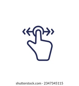 Slide or scroll line icon, hand gesture