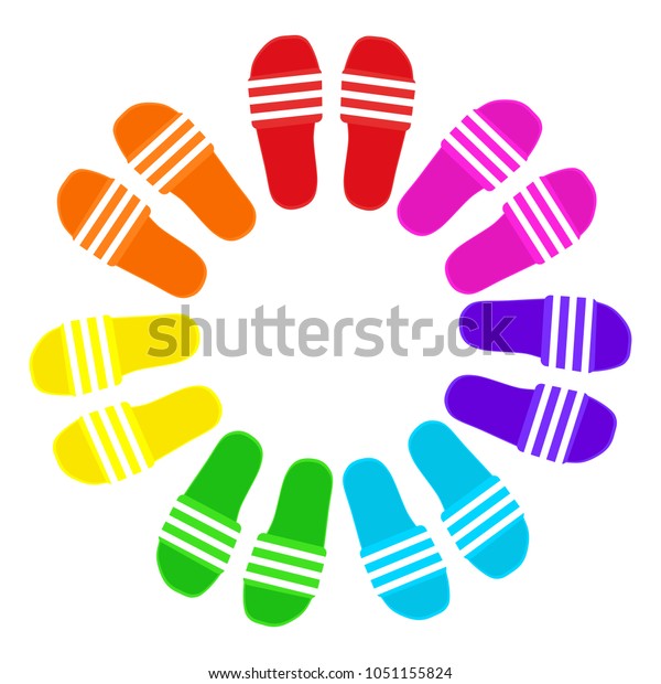 Slide Slipper Beach Sandals Shoes Vector Stock Vector (Royalty Free ...