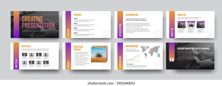 Slide Template With Gradient Lines, Graph On White Background, Annual Report, Annotation, Corporate Identity Booklet. Presentation Of Flyer Design With Infographic Interface, Analytic Data