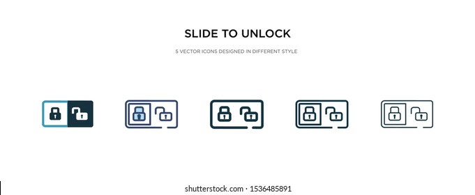 slide to unlock icon in different style vector illustration. two colored and black slide to unlock vector icons designed in filled, outline, line and stroke style can be used for web, mobile, ui