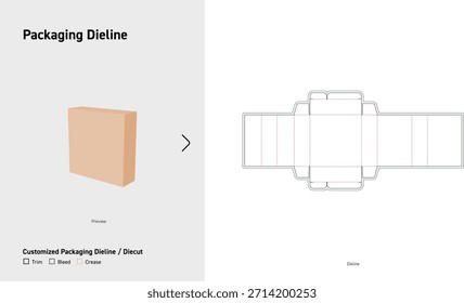Slide-Box Embalaje de la manga Dieline Plantilla