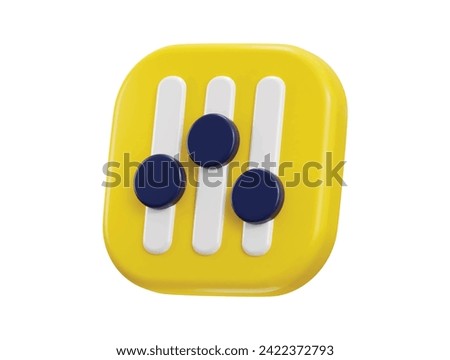 slider adjust icon concept on music volume adjustment icon 3d render