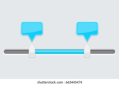 Slider bar. Gray user interface with blue tags. Vector 3d illustration