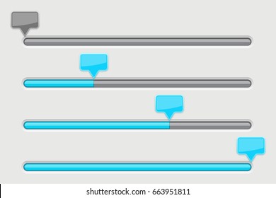 Slider bar. Gray user interface with blue tags. Vector 3d illustration