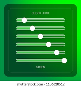 Slider bar kit for UI design with transparency control panel vector 3D illustration EPS10 Green color theme