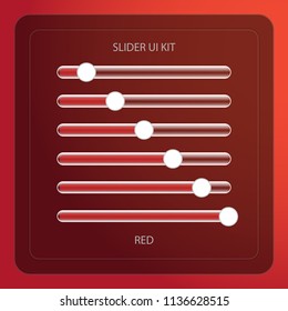 Slider bar kit for UI design with transparency control panel vector 3D illustration EPS10 Red color theme
