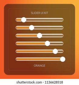 Slider bar kit for UI design with transparency control panel vector 3D illustration EPS10 Orange color theme