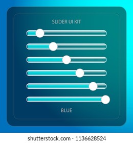 Slider bar kit for UI design with transparency control panel vector 3D illustration EPS10 Blue color theme