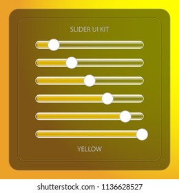 Slider bar kit for UI design with transparency control panel vector 3D illustration EPS10 Yellow color theme