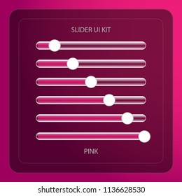 Slider bar kit for UI design with transparency control panel vector 3D illustration EPS10 Pink color theme