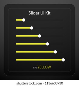 Slider bar kit for UI design with dark control panel vector 3D illustration EPS10 Yellow color theme