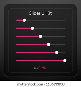 Slider bar kit for UI design with dark control panel vector 3D illustration EPS10 Pink color theme