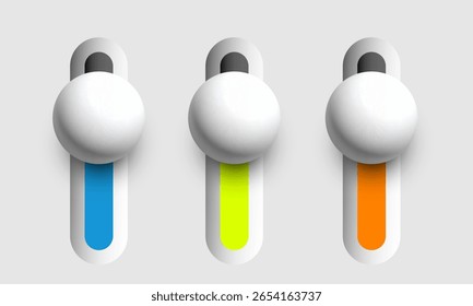 Barra deslizante, barra de trilhas ou Equalizador de Som. Clipart de vetor isolado no plano de fundo cinza. 