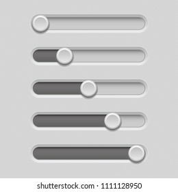 Slider bars. Gray volume level console. Vector 3d illustration