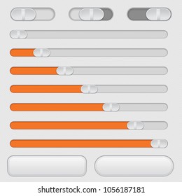 Slider bars and toggle switch buttons. Vector 3d illustration