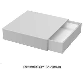 Slider box. Gray blank open box mock up. Vector illustration isolated on white background