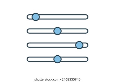 Icono de controles deslizantes. ícono relacionado con la configuración y configuración. adecuado para Sitio web, App, interfaces de usuario, imprimible, etc. estilo de ícono de línea plana. diseño de Vector simple editable