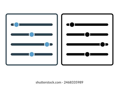 Icono de controles deslizantes. ícono relacionado con la configuración y configuración. adecuado para Sitio web, App, interfaces de usuario, imprimible, etc. estilo de ícono sólido. diseño de Vector simple editable