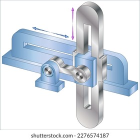 Slider crank mechanism, arrangement of mechanical parts designed to convert straight line motion to rotary motion,